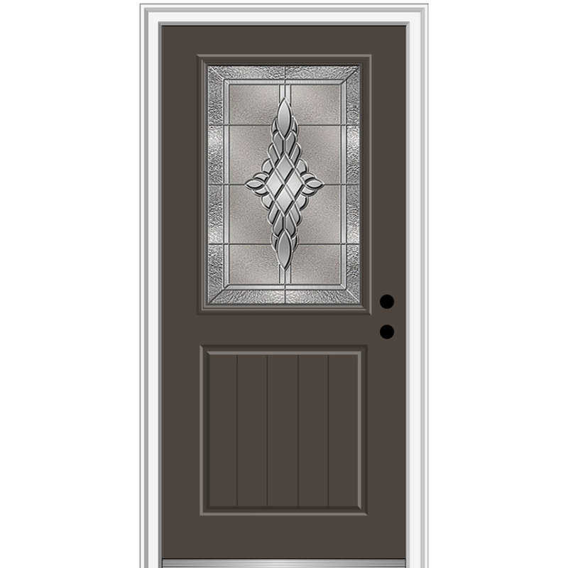 Porte d'entrée pré-montée en panneau de fibre de verre 1/2 panneau Grace Grace, H 80 po x l 32 po x P 1,75po