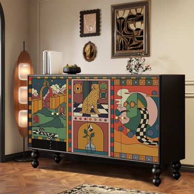Armoire d'appoint moderne en bois massif noir
