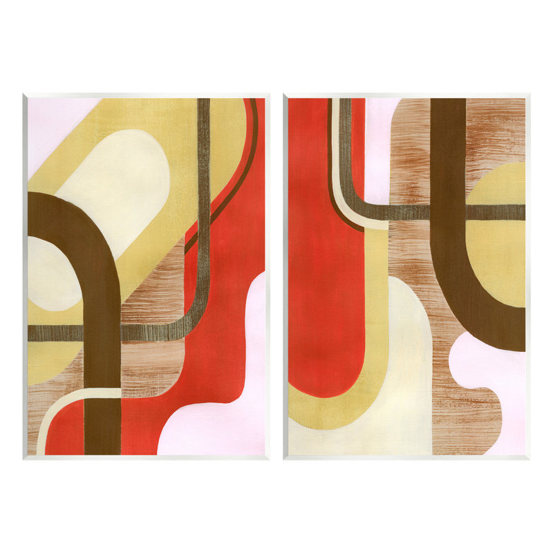 «Rustic Winding Shapes», ensemble de 2 plaques murales par Grace Popp, H 15 po x l 10 po