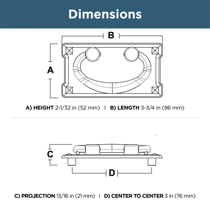 Horizontal 3" Centre Drop Handle Multipack