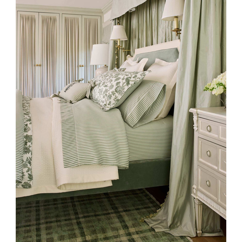 Windsor Stripe Classic Printed Sheet Set, King Sheet Set with 2 Pillowcases, Stripe Moss