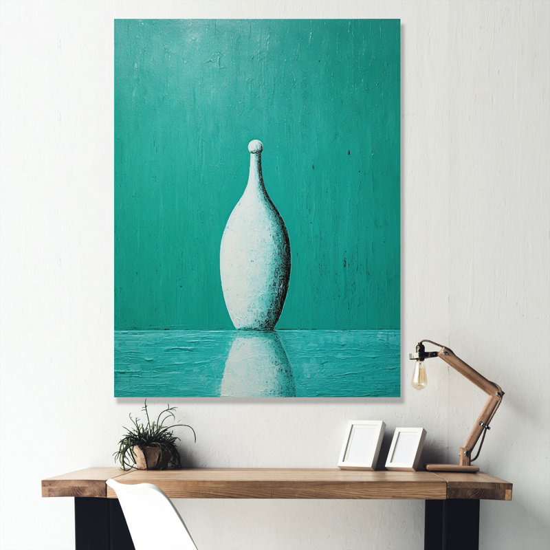 Tenpin turquoise sur toile, Toile tendue, 32" H x 24" W