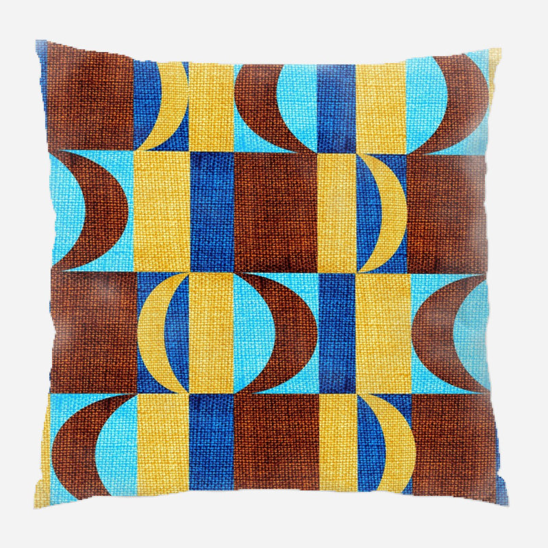 Fabric Geometric Microsuede Reversible Throw Pillow