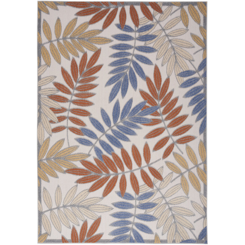 Ressie Floral Indoor/Outdoor Area Rug, Rectangle 5'3" x 7'5"