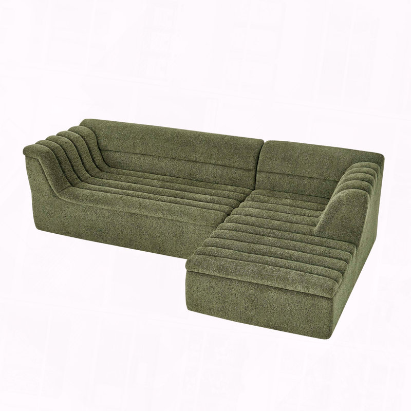 Méridienne modulaire en L Chenille, Vert