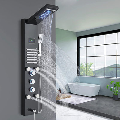Panneau de douche 43,7 po avec pomme de douche fixe