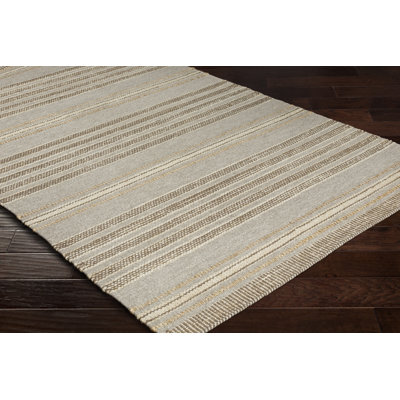 Portia Taupe Gray Flatweave Striped Jute Rug