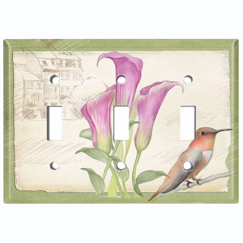 Lily Flowers Bird Barn House 3-Gang Toggle Light Switch Wall Plate