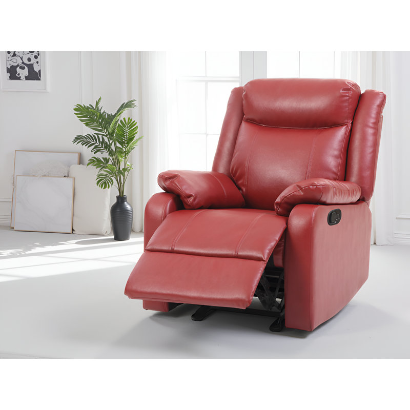 Amadora Faux Leather Rocker Recliner Set of 2, Red