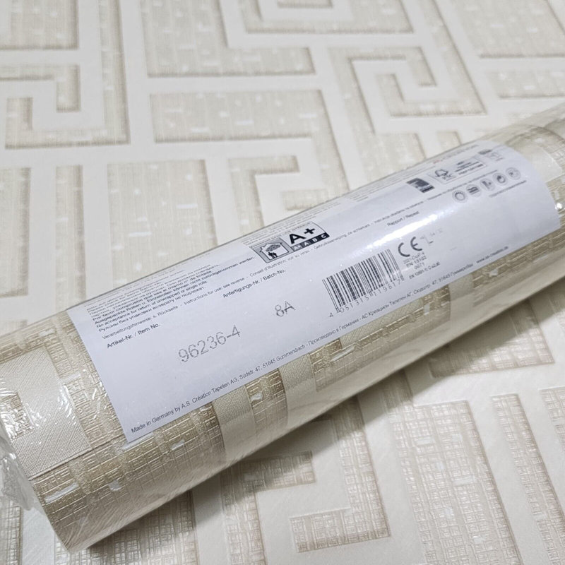Versace Beige Tan Cream Small Greek Key Lines Textured Wallpaper Roll 3d