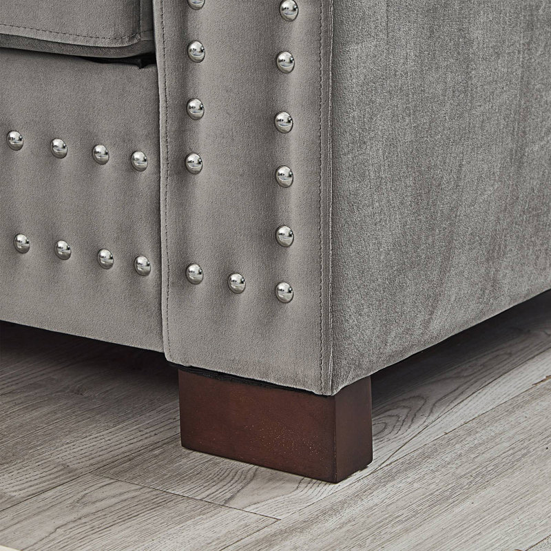 Causeuse moderne avec accoudoirs carrés, Gris