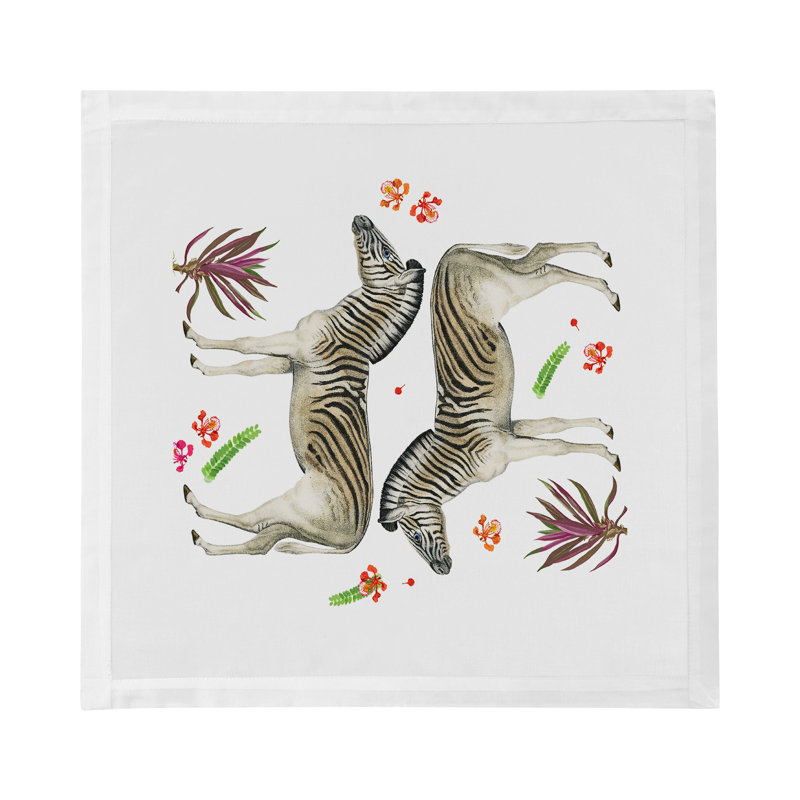 Zebra Seeing Double Hemstitch 22" Linen/Cotton Napkin