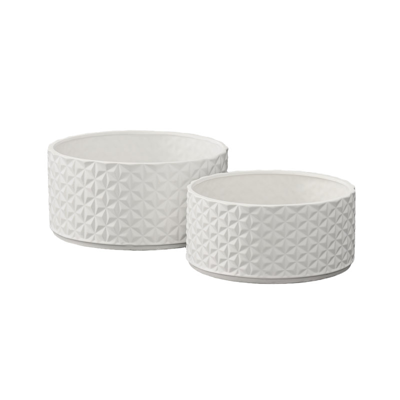 Ceramic Round Wide Pot Matte Finish White