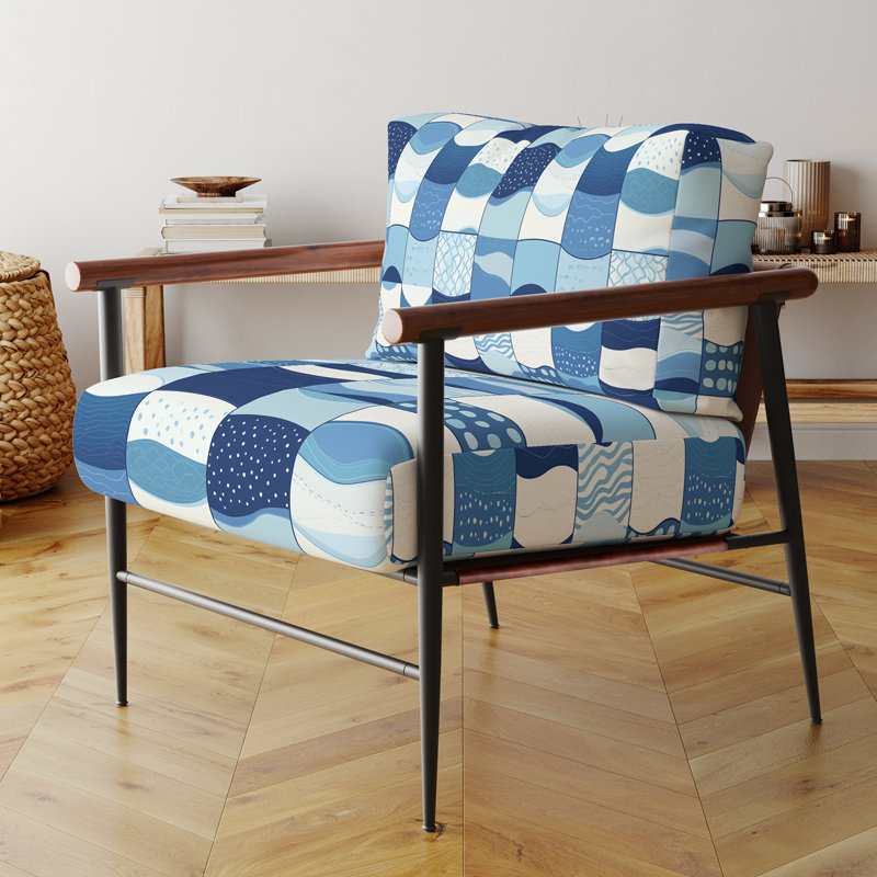Chaise rembourrée Patchwork - Fauteuil bleu Ocean Quilt