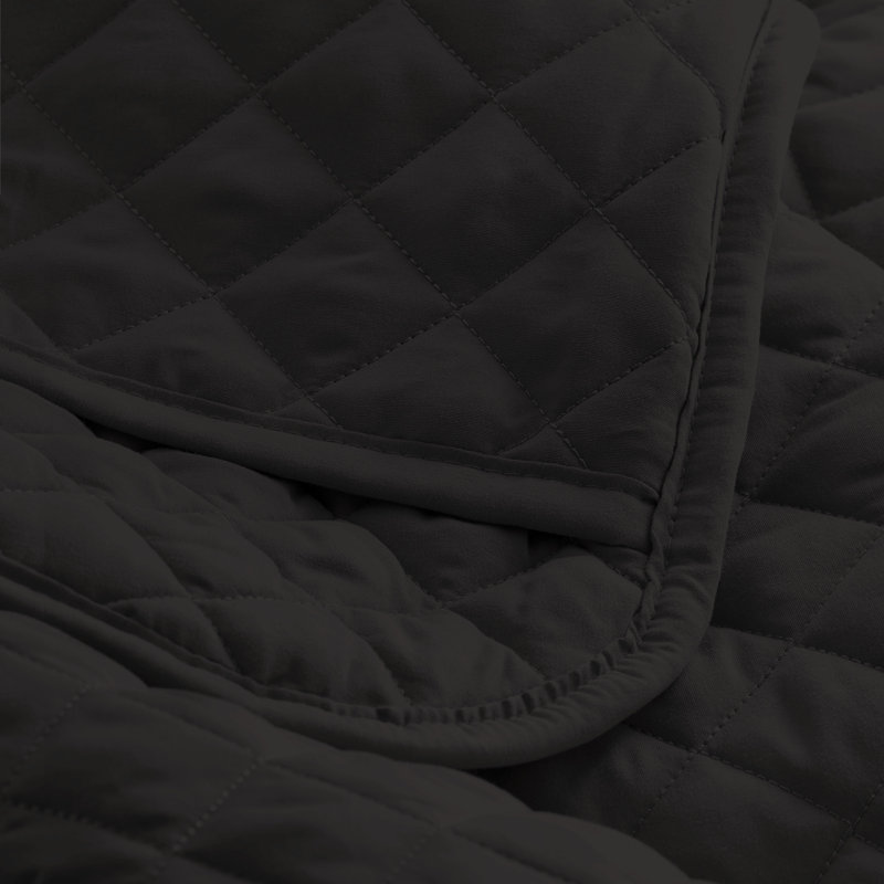 Modern & Contemporary Coverlet, King Coverlet + 2 King Shams, Black
