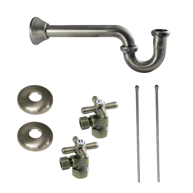 Kingston Brass Trimscape Traditional Plumbing Supply Kit Combo with P-Trap, Antique Brass