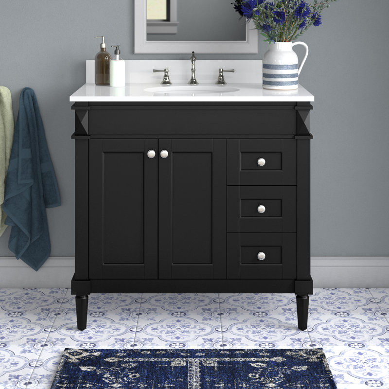 Ensemble de meuble-lavabo simple 42 po Readington, Noir, 36"