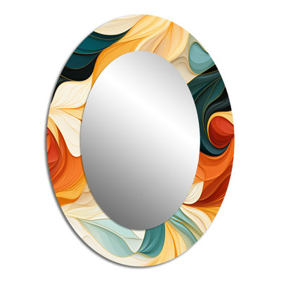 Multicolor Electic Waves Art - Bohemian Oval Wall Mirror