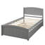 Lit plateforme gris avec lit gigogne gris - Structure en bois massif pour une chambre à coucher rétractable pratique-325240334