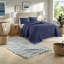 Navy Reversible Bedding Sets, Polyester Comfort, Transitional Style For Home