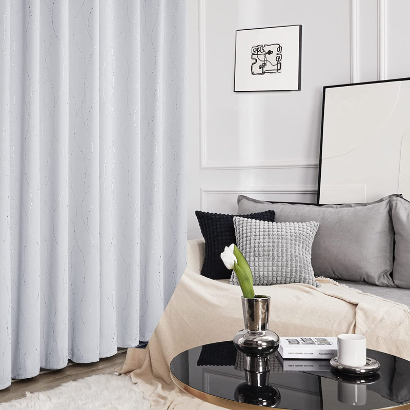 Flurin Room Darkening Curtain Pair, Grayish White, 52" W x 63" L