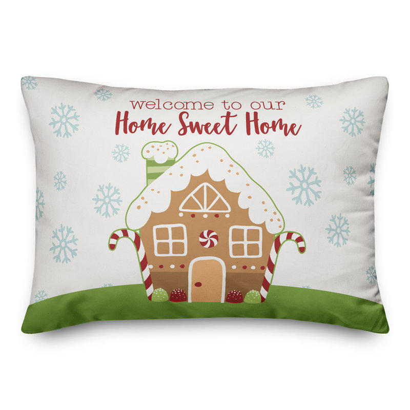  Housse de coussin lombaire Home Sweet Gingerbread Home, Polyester/ Bourre en polyester
