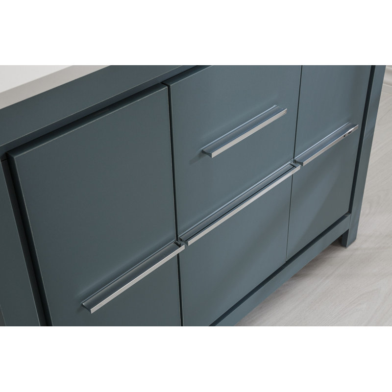 Ensemble de meuble-lavabo simple 41,3 po avec miroir Ktherine, Bleu