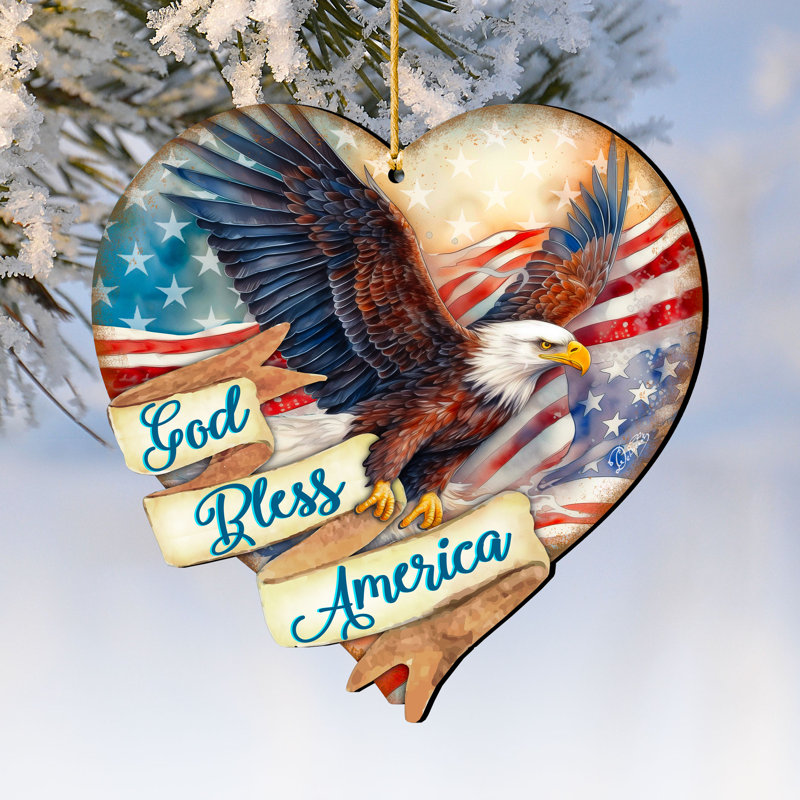 Ornements en bois God God Bless America