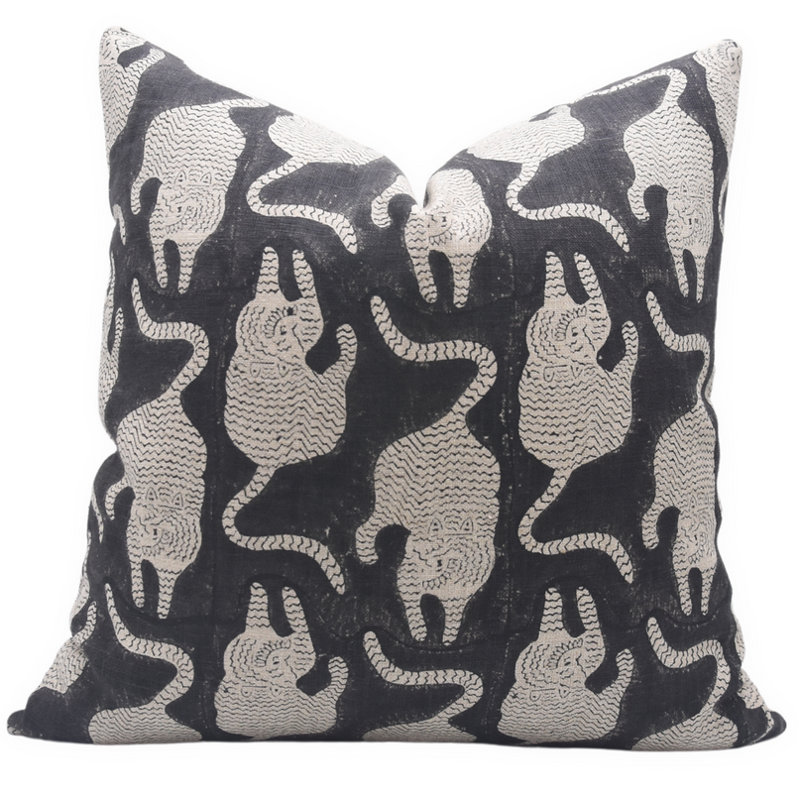 Coussin décoratif en lin épais fait à la main Fab Divine Mushak Block - 14 x 36 po, Rectangulaire, 14 po x 36 po