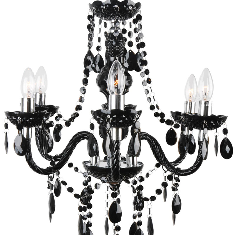 Puckett 6 - Light Candle Style Chandelier, Black