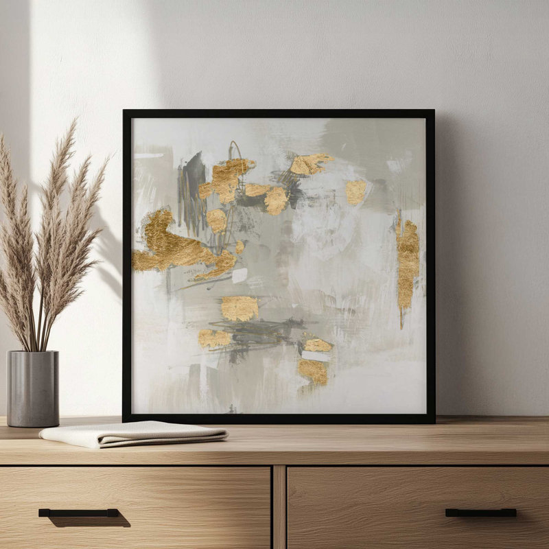«Taupe Shimmer I» par June Erica Vess, reproduction d'art, H 36 po x l 36 po, Blanc