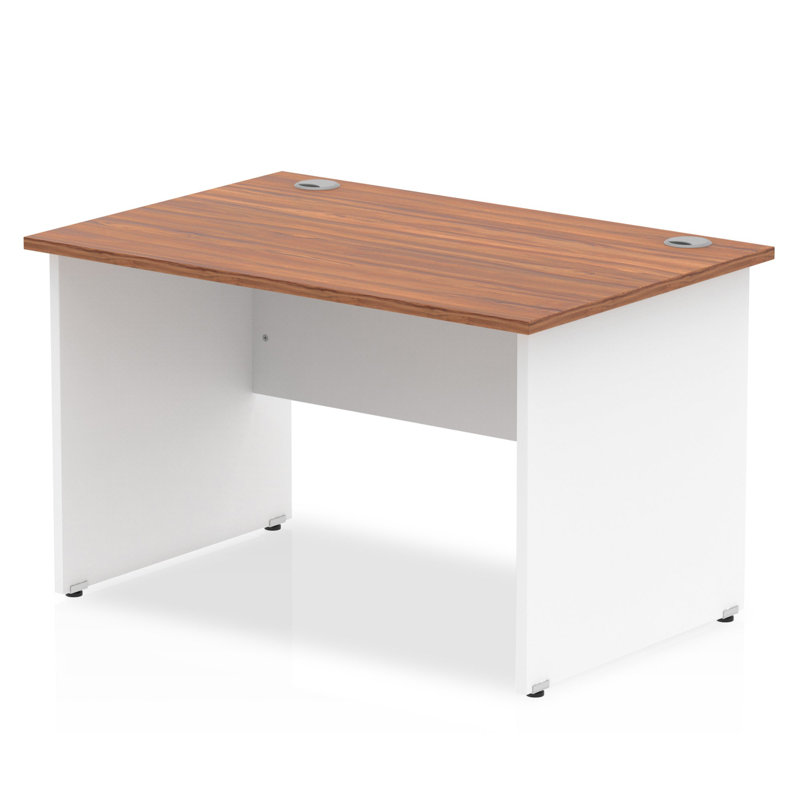 Impulse Computer Desk, White, 73cm H x 180cm W x 60cm D, Walnut