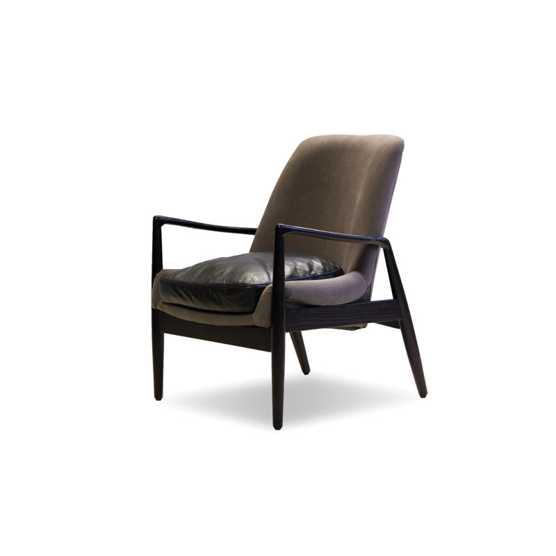 Reynolds Upholstered Armchair, Black Gray, Matte Black