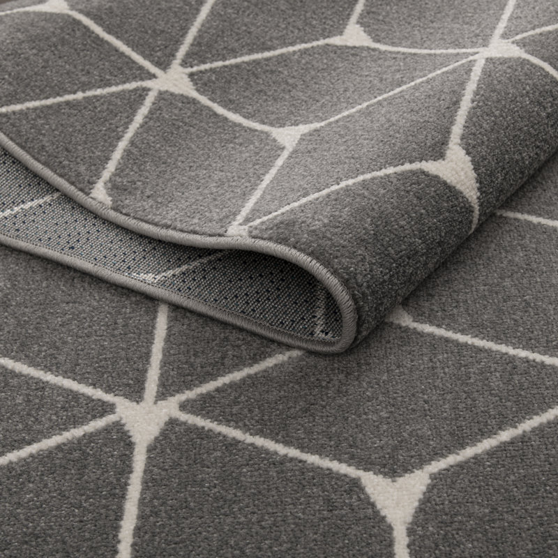 Tapis intérieur / extérieur gris en polypropylène touffeté à la machine Jaiah, Rectangle 4 pi x 6 pi