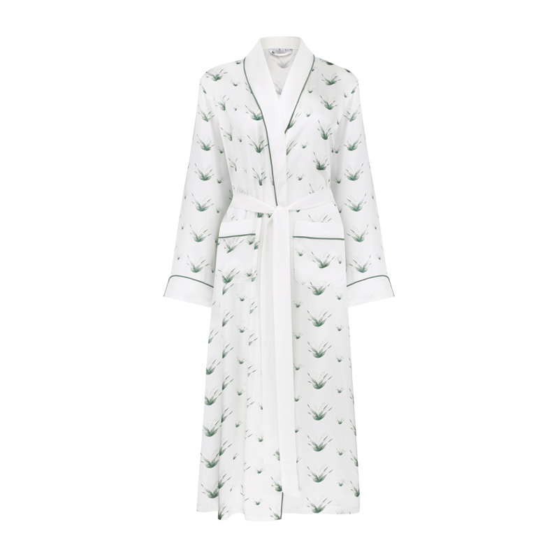 Silk Dressing Gown Lily Of The Valley, L
