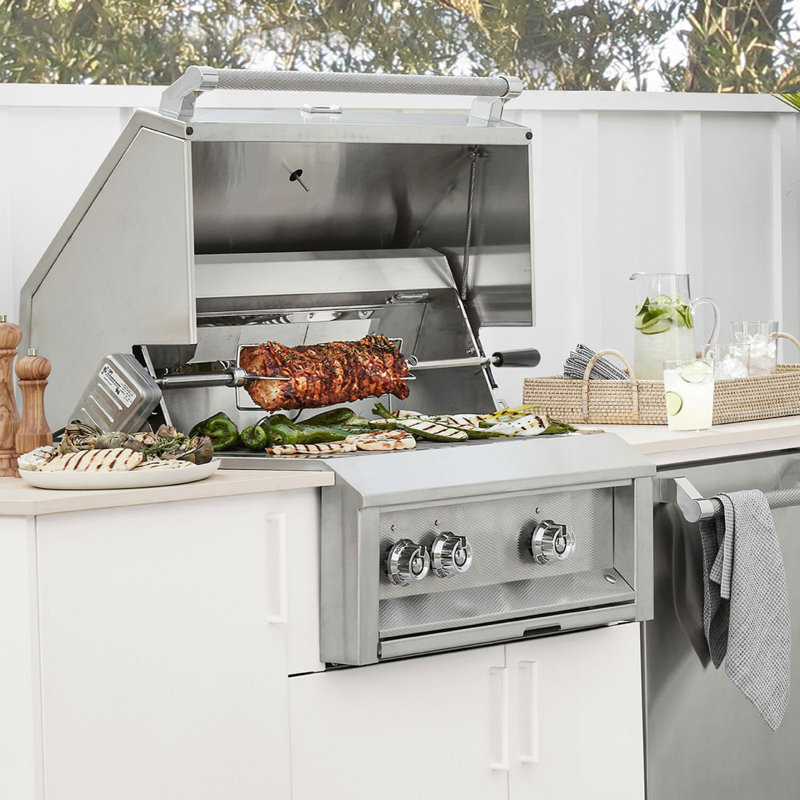 Aspire Grill Built-In, 2 U-Burner, Rotisserie 30", Natural Gas