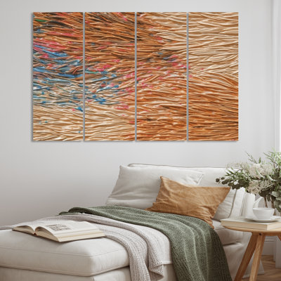 «Terracotta Bliss Texture Abstract», reproduction de toile tendue 4 pièces