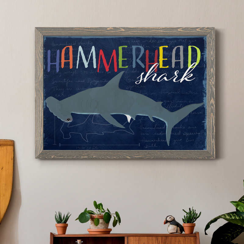 " Hammerhead Shark " Painting Print, Gray, 37.5" H x 27.5" W x 1.5" D