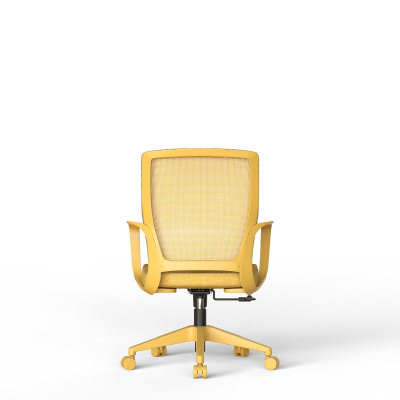 Chaise de bureau ergonomique en maille, supportant jusqu'à 159 kg (350 lb), avec accoudoirs fixes, jaune., H 20 po, Jaune