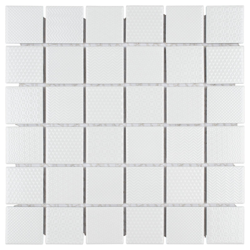 Celadon White 11-5/8 in. x 11-5/8 in. Porcelain Mosaic Floor and Wall Tile