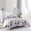 Ensemble de housse de couette à motif d'hortensias et de lotus mauve Lunaria - 100% coton à longues fibres, doux et respirant-133031454