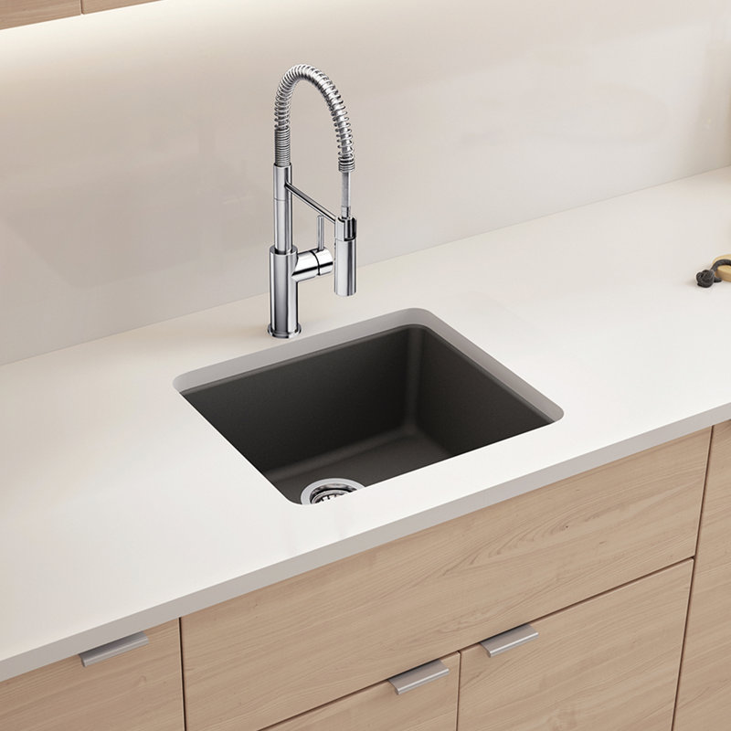 Liven SILGRANIT 21" L x 20.5" W Single Basin Drop-In/Undermount Kitchen Sink, Soft White