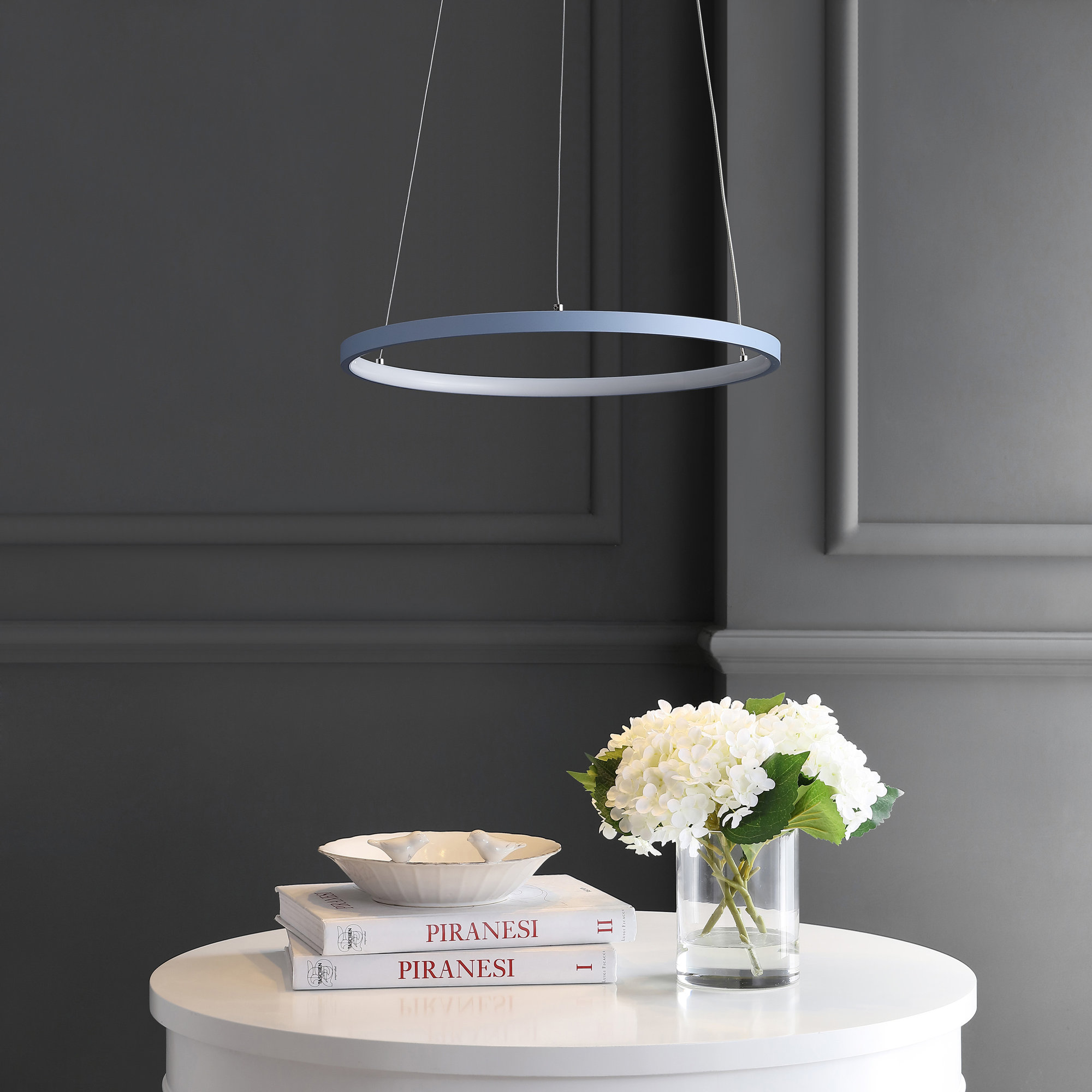 Odin Single Light Dimmable LED Pendant, Blue, 0.75" H x 15.75" W x 15.75" D