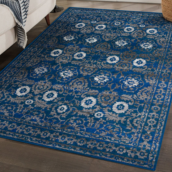 Bungalow Rose Ketilfrith Oriental Blue Indoor / Outdoor Area Rug | Wayfair