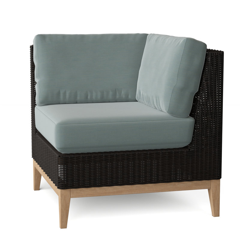 Frances Outdoor Corner Wedge Lounge Chair, Canvas Rain, Frances Black