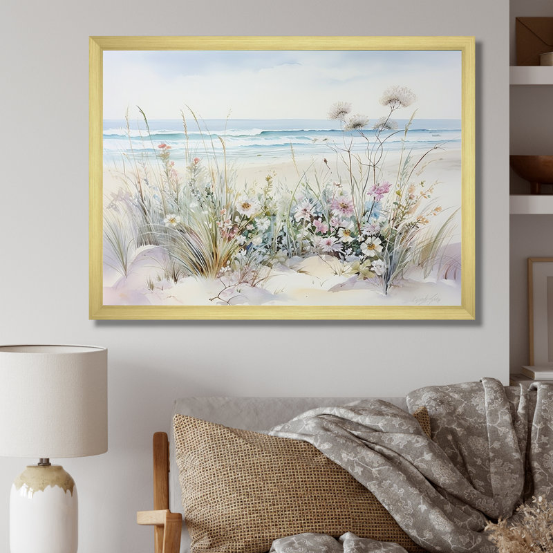 Wildflowers On The Beach II, Single Picture Framed, 34" H x 44" W, Gold