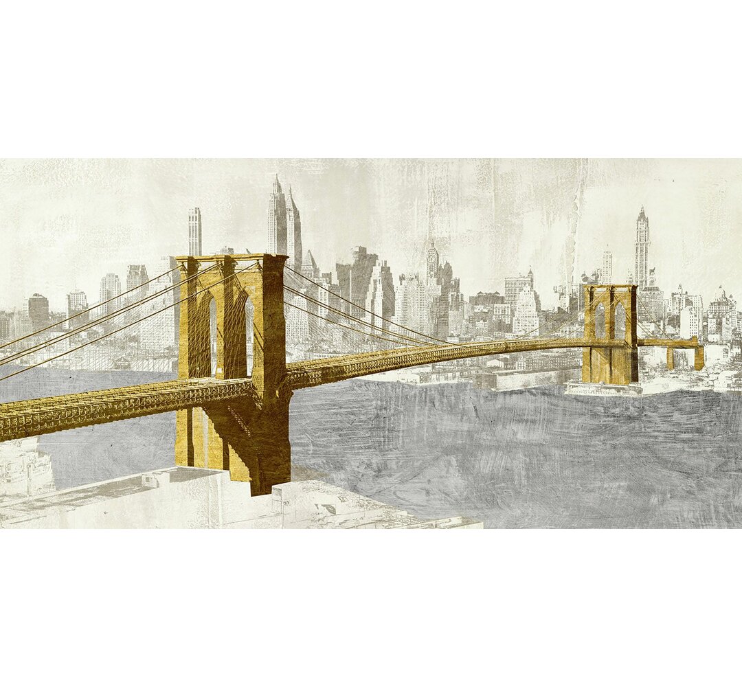 Leinwandbild Gilded Brooklyn Bridge von Joannoo