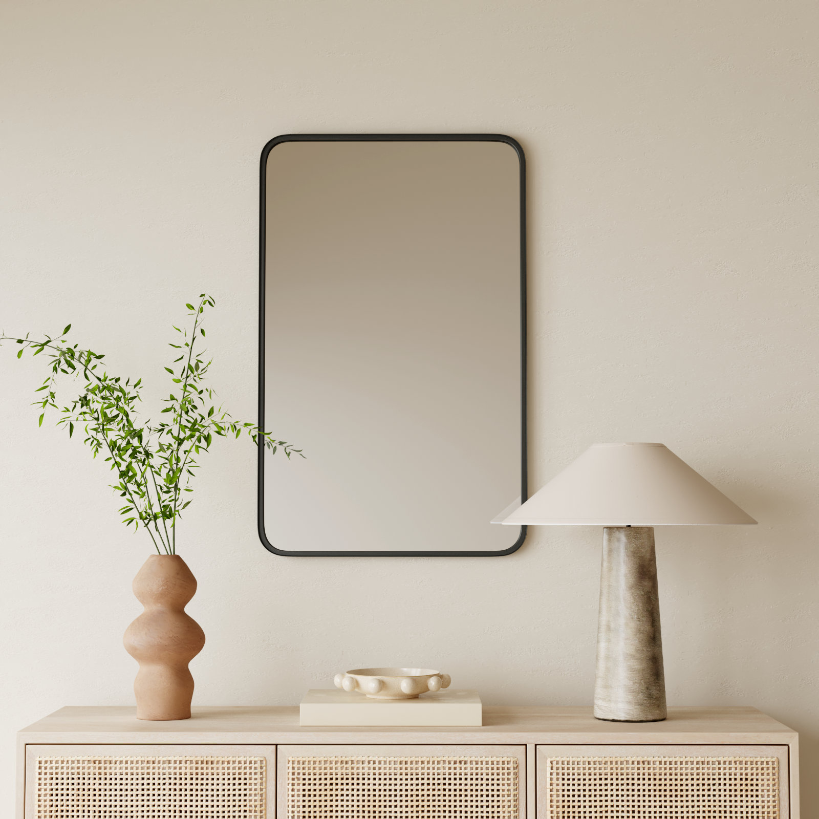 Adrienne Accent Mirror, Satin Black, 38" x 24"