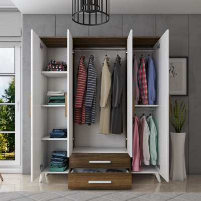 Peninsula 4 Door Manufactured Wood Wardrobe