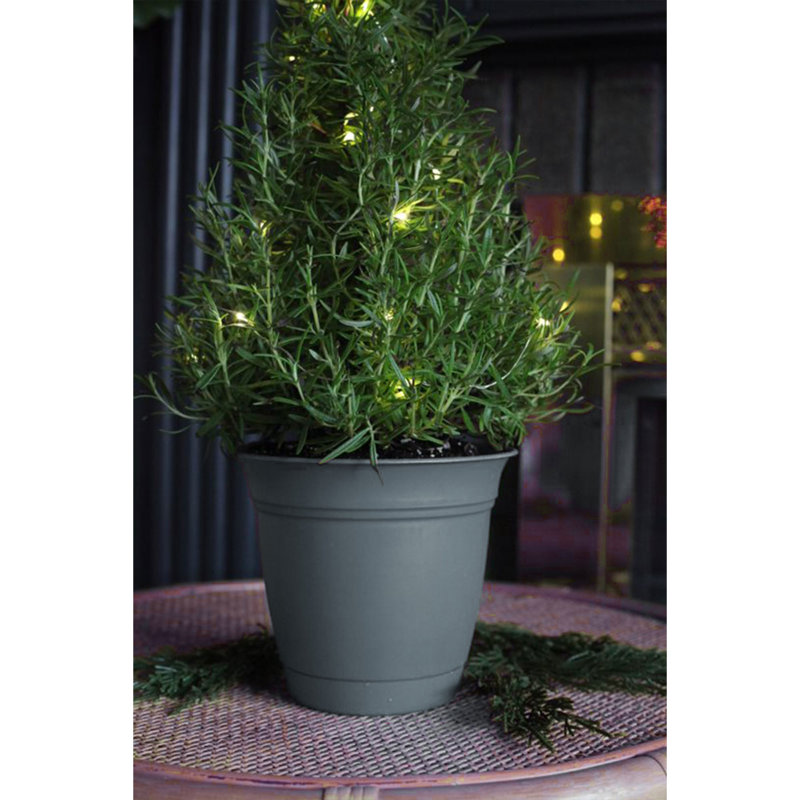  12 Inch Eclipse Planter with Attached Saucer, Warm Gray (2 Pack)